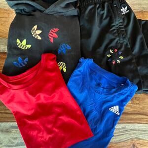 Adidas kids 3-Piece Bundle Size Large 14/16: black tracksuit & 2 tops